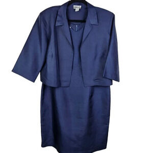 Robbie Bee Size 16 Silk Beaded 2 Piece Dress‎ Suit Jacket Blue Women Stylish